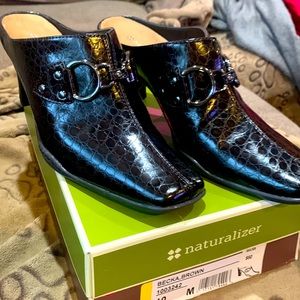 Naturalizer crocodile mules Brown